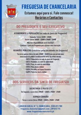 Horários e Contactos da Junta de Freguesia