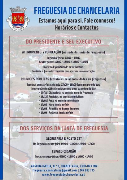 Horários e Contactos da Junta de Freguesia