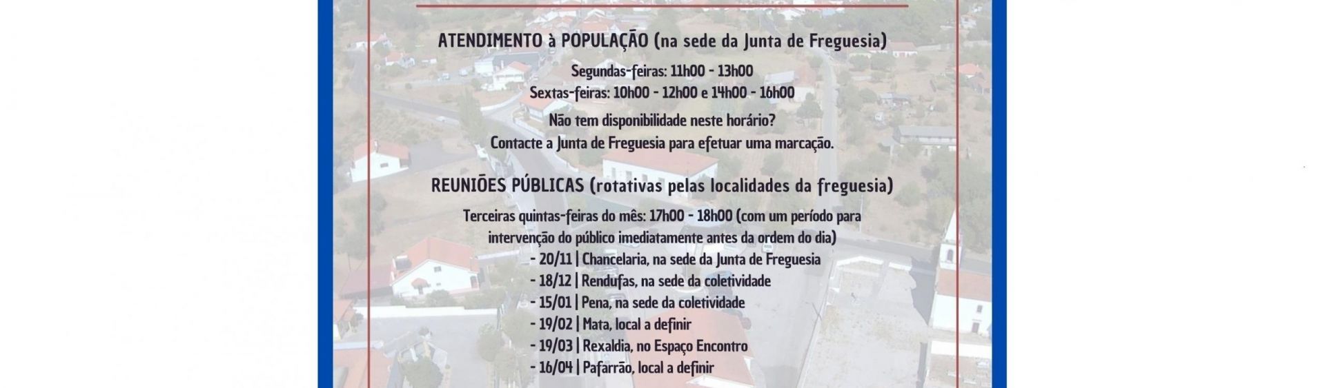 Horários e Contactos da Junta de Freguesia